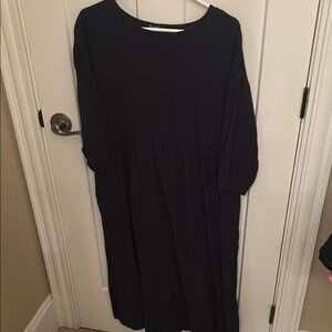 Navy Casual Dress with Crew Neck, size L